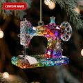 Stained Glass Effect Sewing Machine Personalized Acrylic Ornament - Custom Tailor & Quilter Christmas Gift
