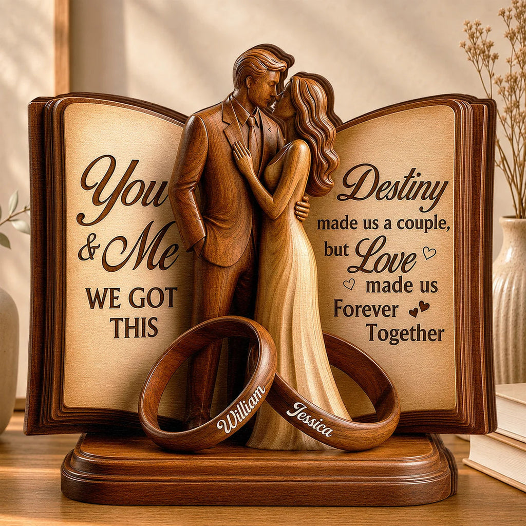 "Destiny Made Us A Couple" Personalized Wooden Block - Custom Special Gift For Couples