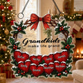 "Grandkids Make Life Grand" Personalized Grandma Suncatcher Ornament - Custom Family Name Christmas Gift Decor