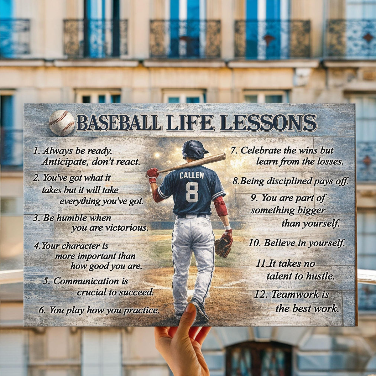 Baseball Life Lessons Personalized Canvas / Poster - Custom Sports Wall Art Gift