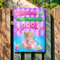 "Welcome to Grandma's Pool" Personalized Metal Sign - Custom Summer Outdoor Pool Decor Gift