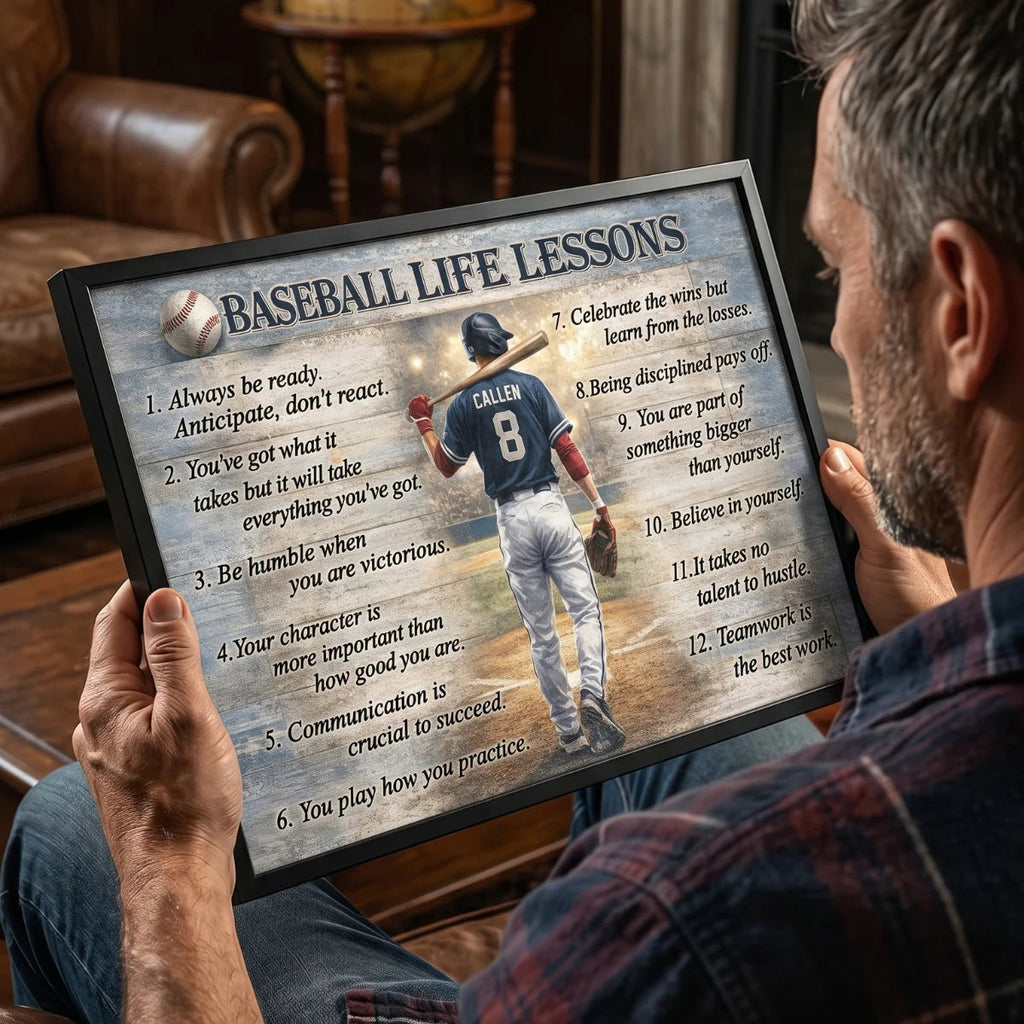 Baseball Life Lessons Personalized Canvas / Poster - Custom Sports Wall Art Gift