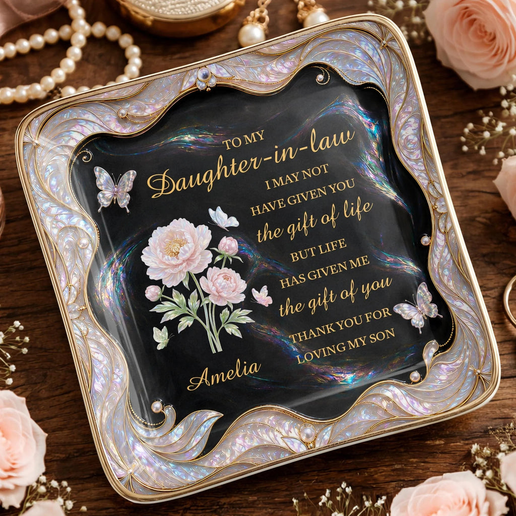 To My Daughter-in-Law Gift of You Ceramic Jewelry Dish - Personalized Ring Trinket Tray
