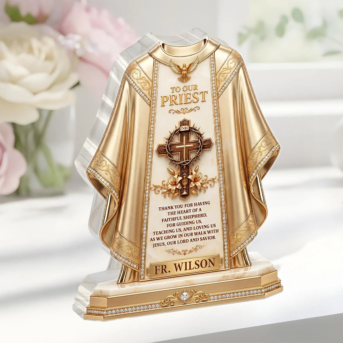 "To Our Priest" Personalized Acrylic Plaque - Custom Pastor Appreciation Keepsake