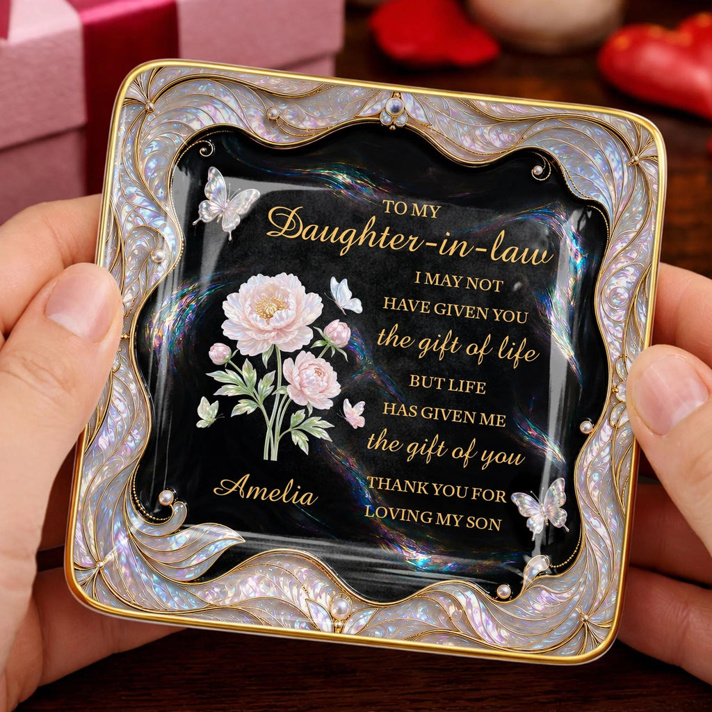 To My Daughter-in-Law Gift of You Ceramic Jewelry Dish - Personalized Ring Trinket Tray