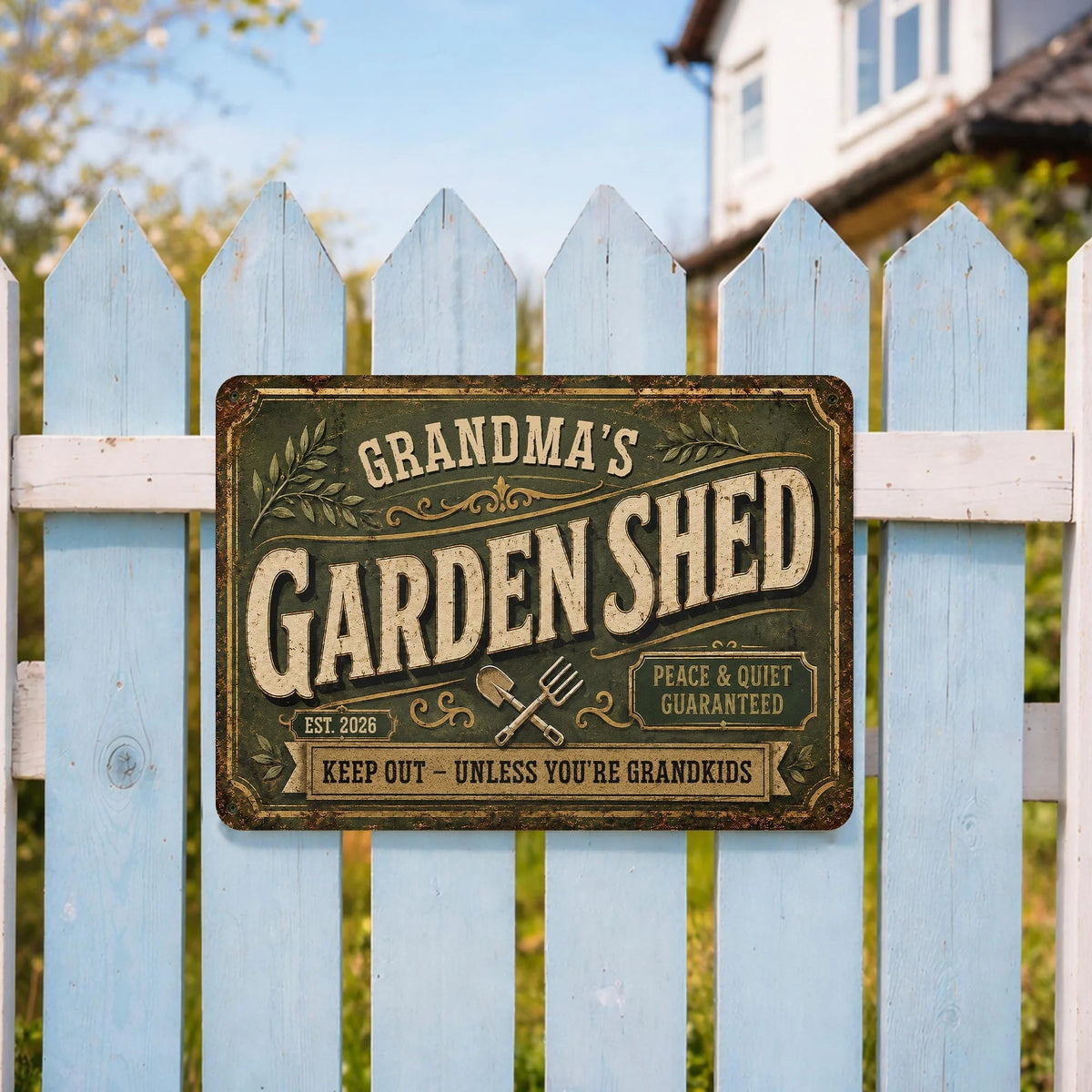 Grandma's Garden Shed Keep Out Personalized Metal Sign - Custom Gift For Garden Lovers
