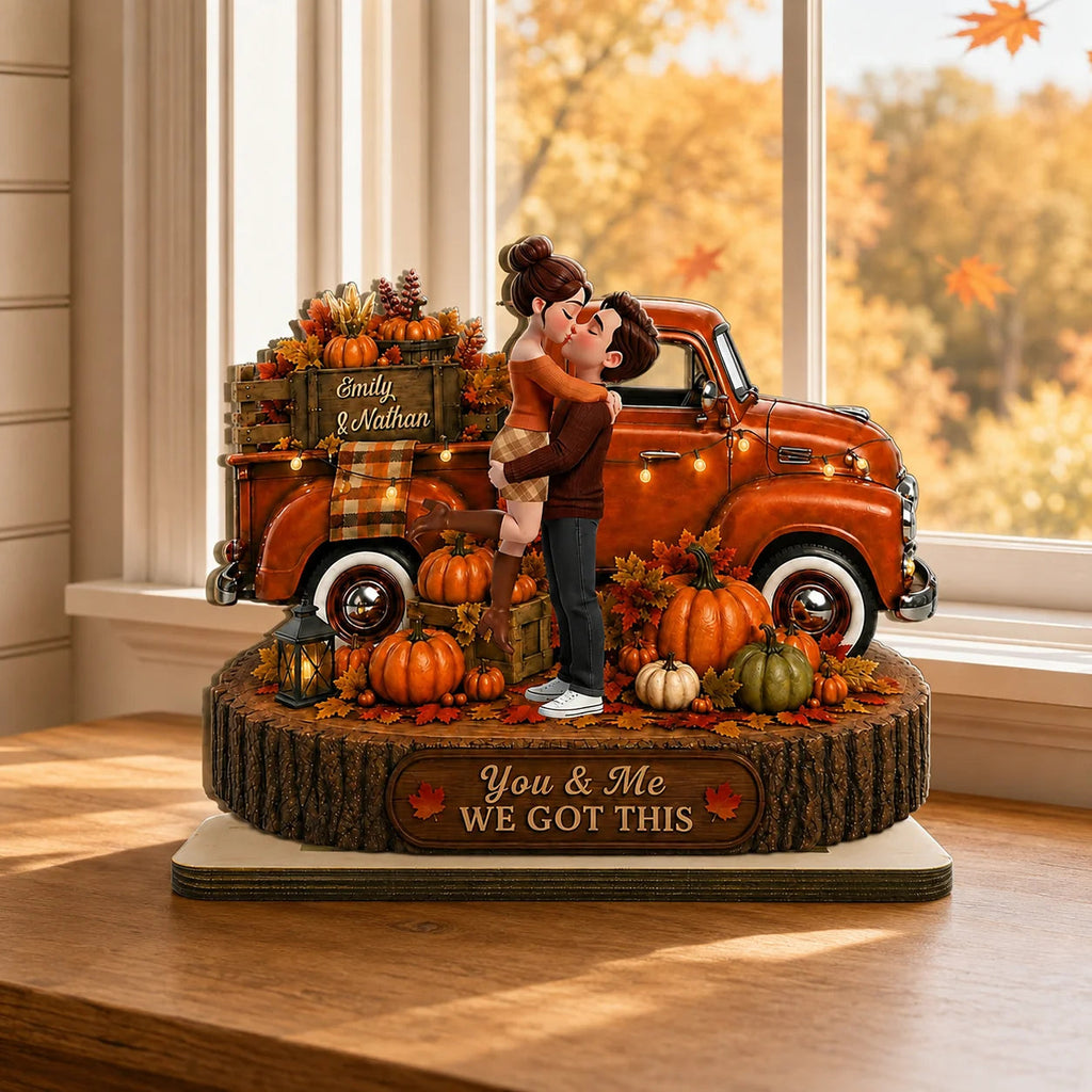 "You & Me WE GOT THIS" Personalized Fall Couple Wooden Plaque - Autumn Decor Gift