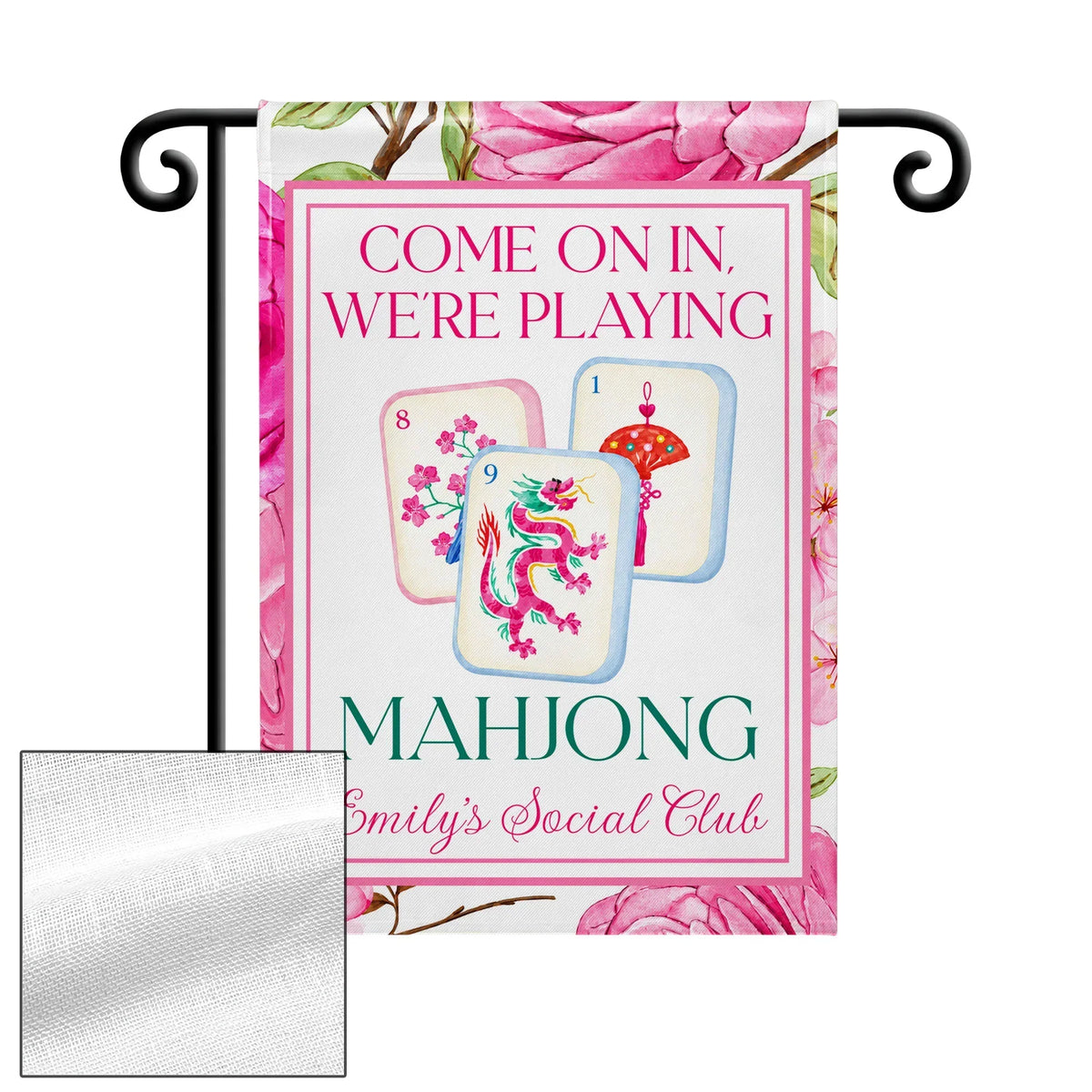 Come On In We're Playing Mahjong Personalized Garden Flag - Custom Social Club Yard Decor