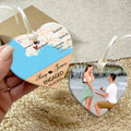 Personalized Engagement Ceramic Ornament - Custom Heart Photo Keepsake Gift