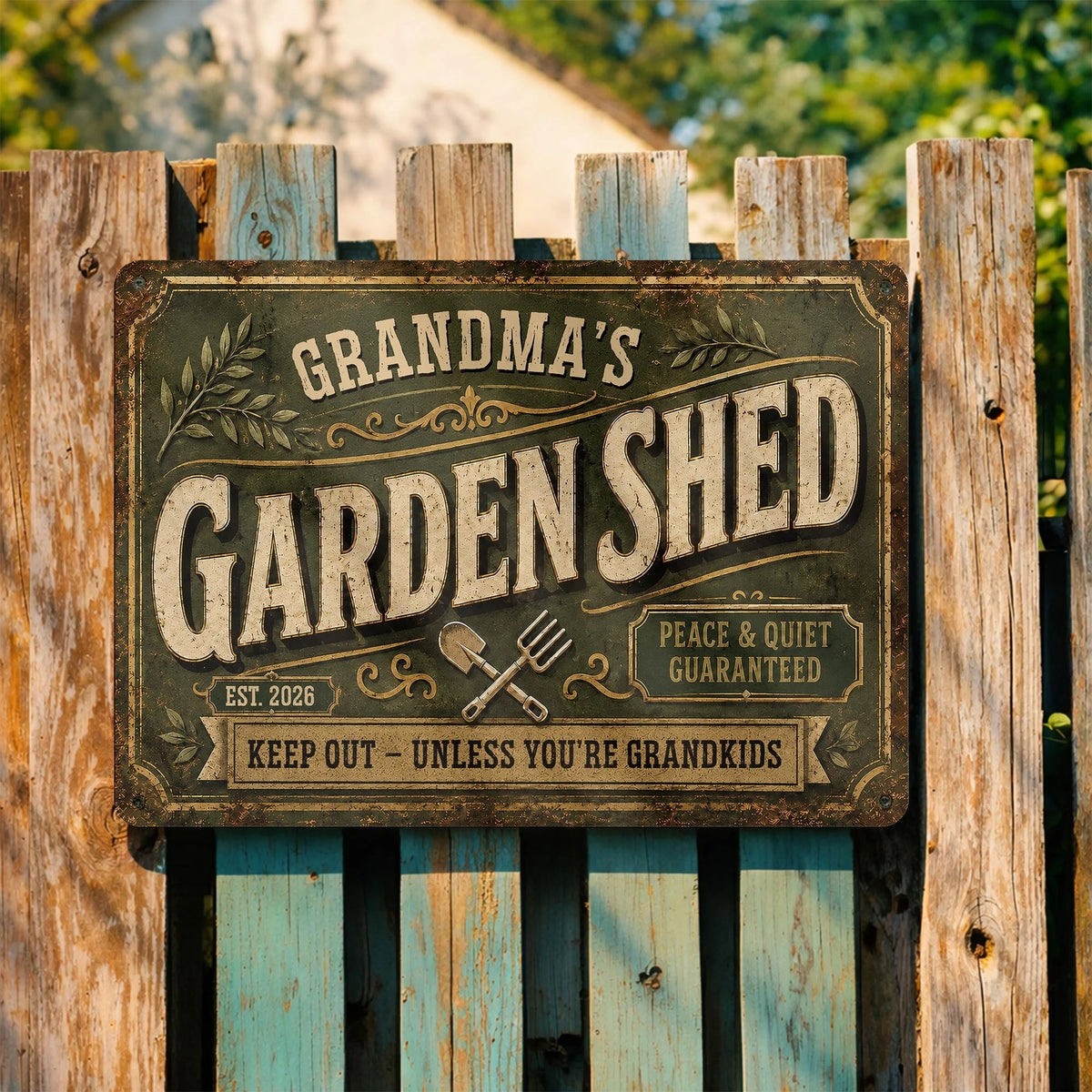 Grandma's Garden Shed Keep Out Personalized Metal Sign - Custom Gift For Garden Lovers