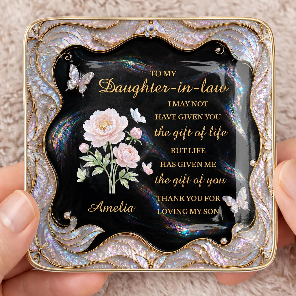 To My Daughter-in-Law Gift of You Ceramic Jewelry Dish - Personalized Ring Trinket Tray