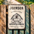 "Farm Sweet Farm" Personalized Metal Sign - Custom Family Name Barn Decor