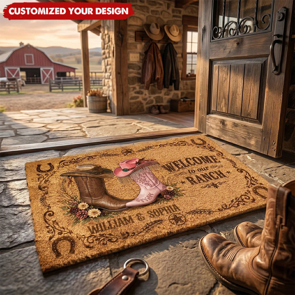 Welcome To Our Ranch - Personalized Custom Western Doormat