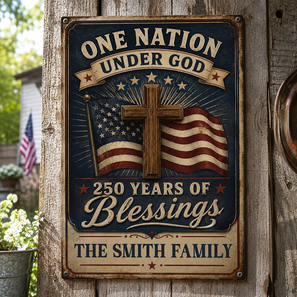 USA 250th Anniversary - Personalized Custom Family Metal Sign