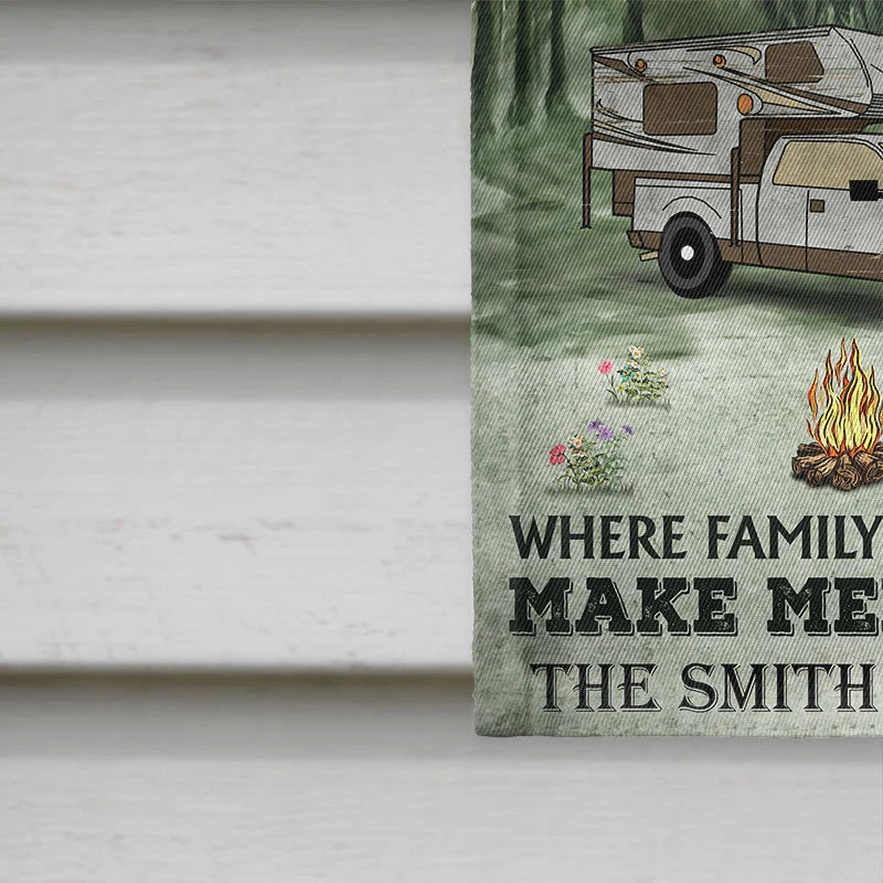 Welcome To Our Campsite Personalized Camping Flag - Custom RV Outdoor Decor for Family Campsite