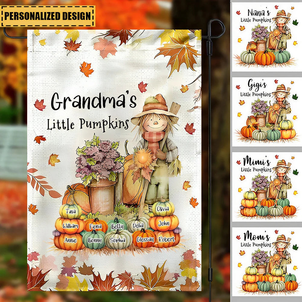 Grandma's Little Pumpkins Personalized Fall Garden Flag - Custom Thanksgiving Yard Decor