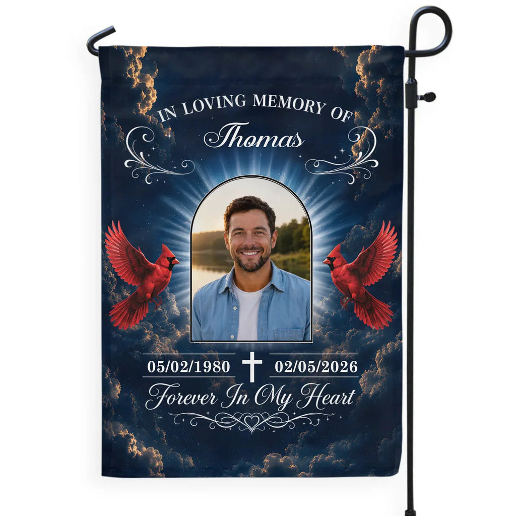 "Heaven Gained An Angel" Personalized Garden Flag - Custom Photo Memorial Gift For Loss Of Loved One