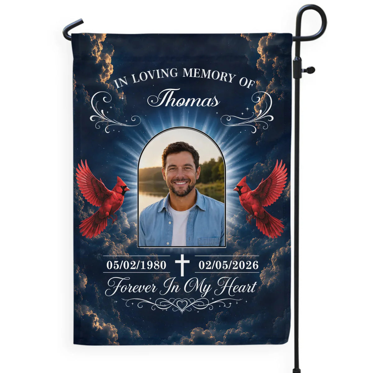 "Heaven Gained An Angel" Personalized Garden Flag - Custom Photo Memorial Gift For Loss Of Loved One