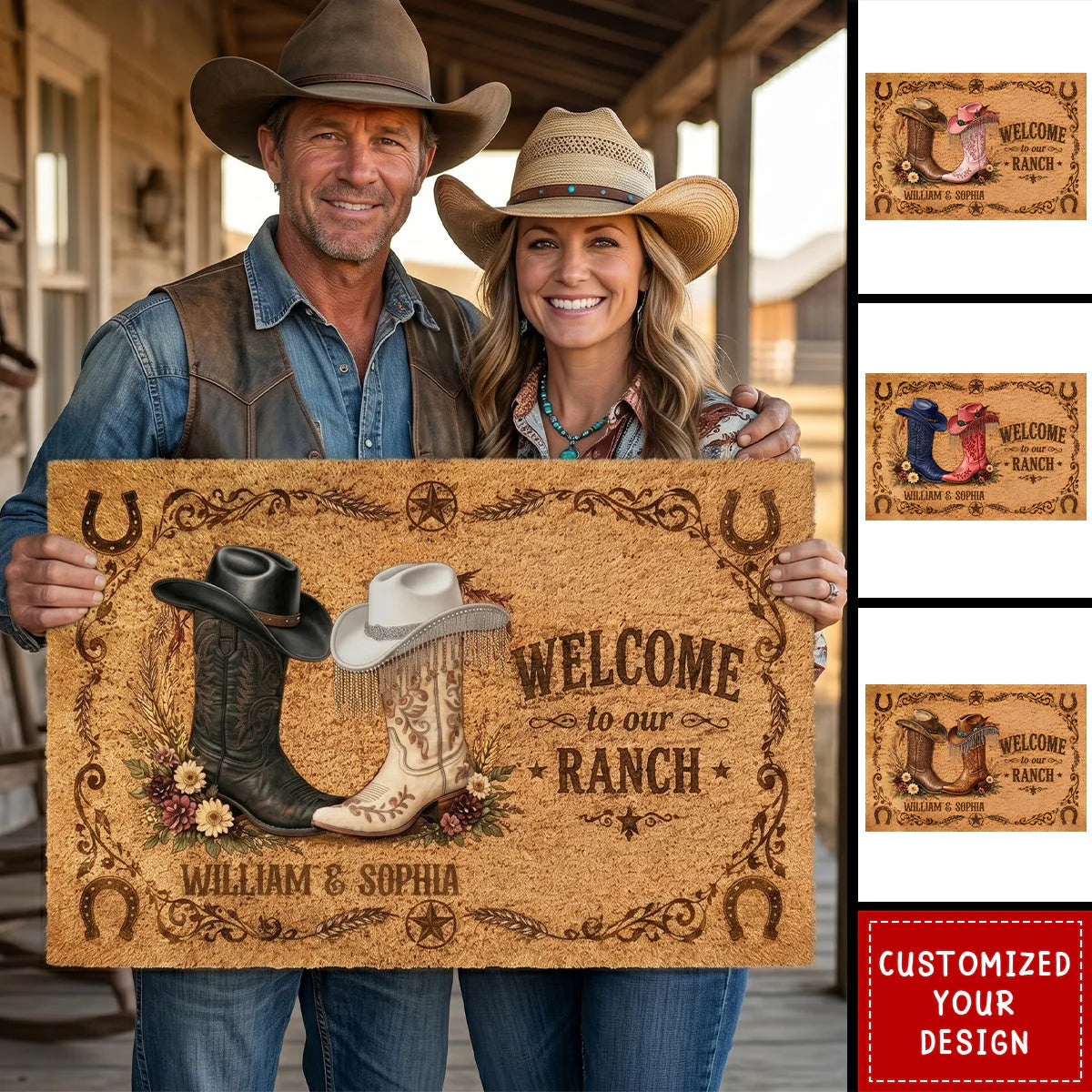 Welcome To Our Ranch - Personalized Custom Western Doormat