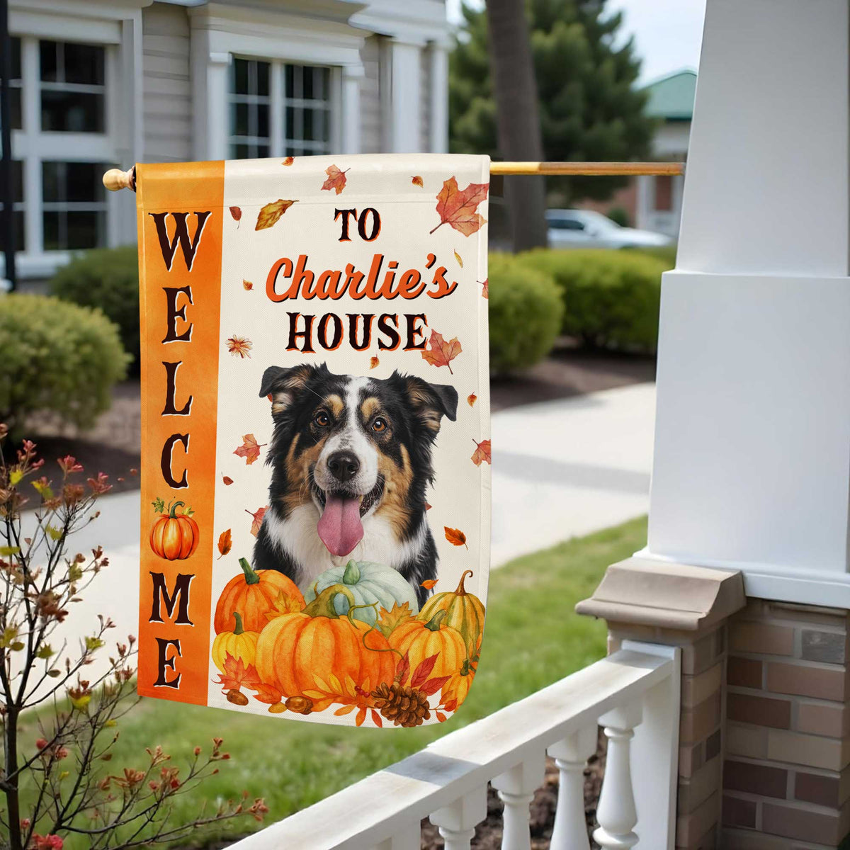 Personalized Dog Garden Flag - Custom Autumn Pumpkins Yard Decor for Dog Lovers