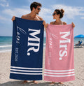 Mr. and Mrs. Personalized Beach Towel for Couples - Custom Honeymoon & Wedding Gift