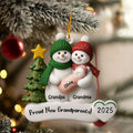 Proud New Grandparents Personalized Acrylic Ornament - Custom Snowman Keepsake Gift for Nana & Papa