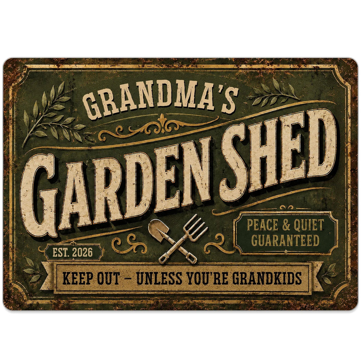 Grandma's Garden Shed Keep Out Personalized Metal Sign - Custom Gift For Garden Lovers