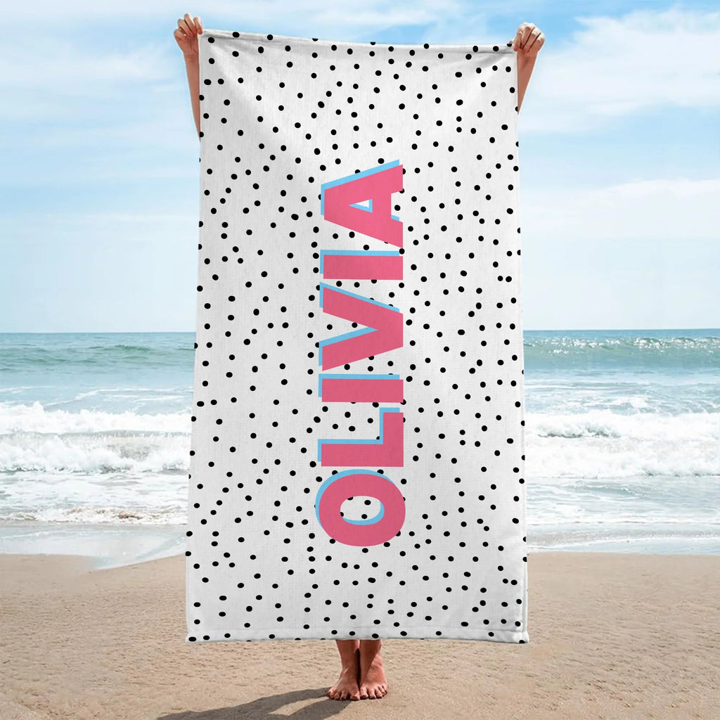 Custom Monogram Beach Towel - Personalized Name Pool Towel Summer Gift