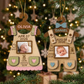Personalized Baby First Christmas Ornament - Custom Wooden Romper Birth Stats Photo Keepsake Gift for New Parents