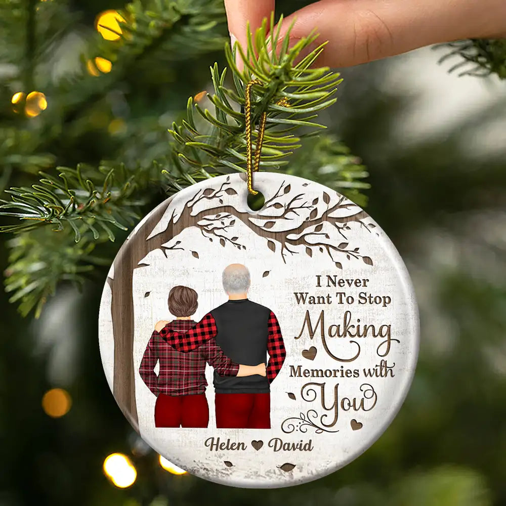 "Making Memories With You" Personalized Ceramic Ornament - Custom Couple Christmas Keepsake Gift