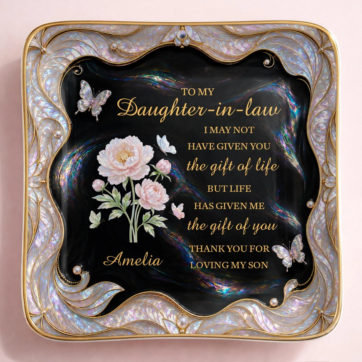 To My Daughter-in-Law Gift of You Ceramic Jewelry Dish - Personalized Ring Trinket Tray