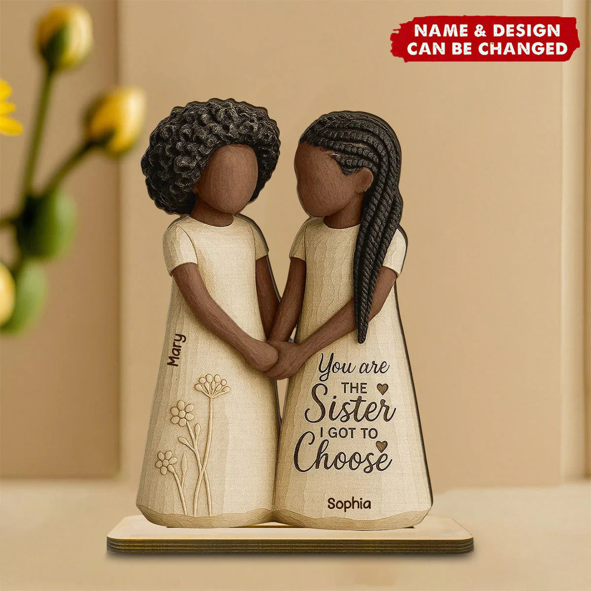 "You Are The Sister I Got To Choose" Personalized Wooden Plaque - Custom Bestie Gift