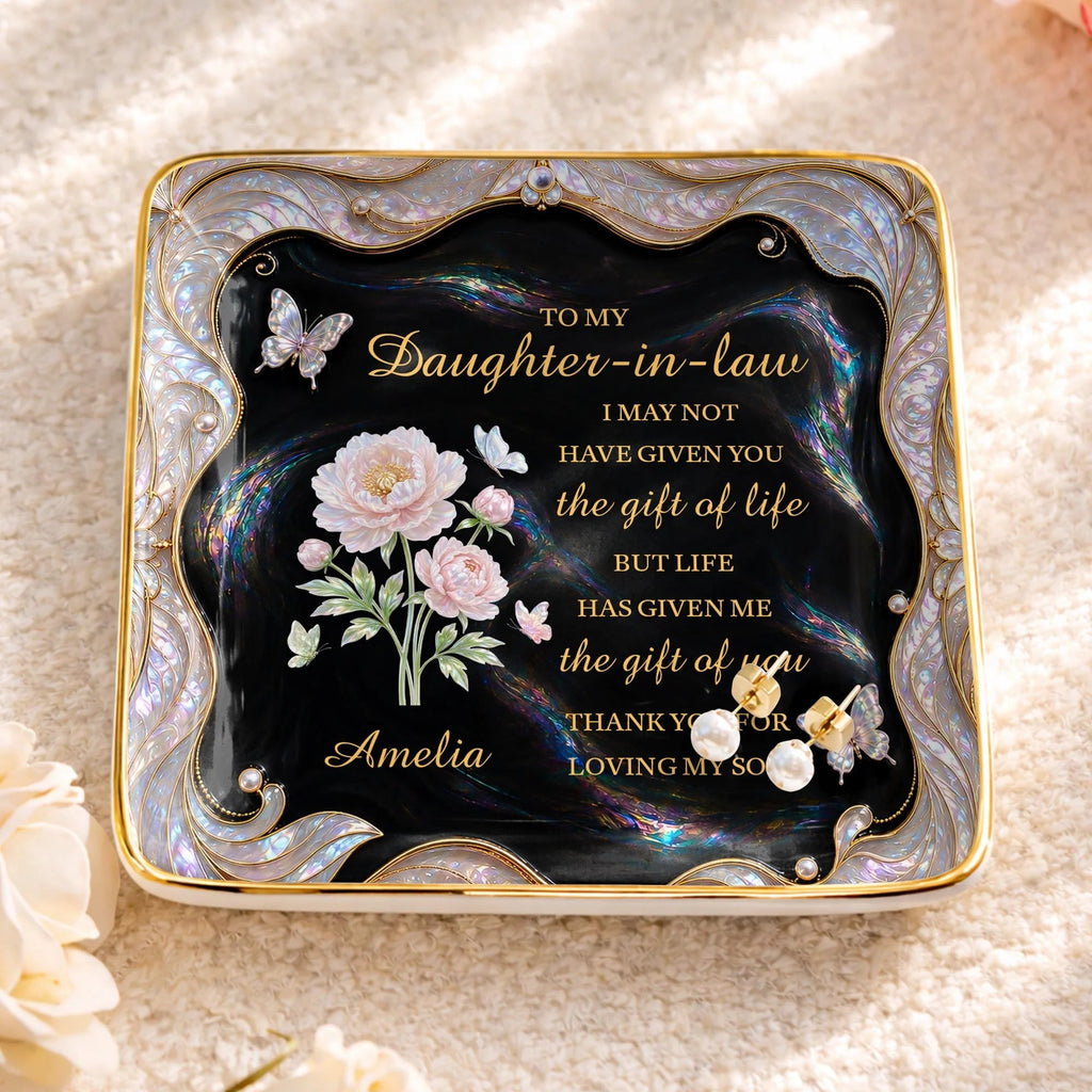 To My Daughter-in-Law Gift of You Ceramic Jewelry Dish - Personalized Ring Trinket Tray