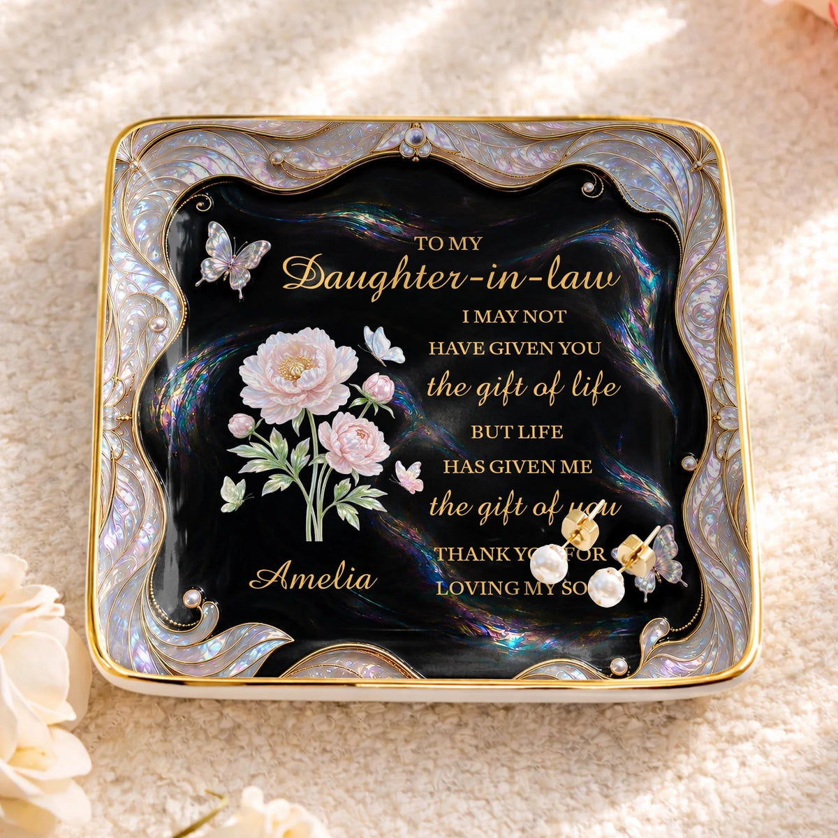 To My Daughter-in-Law Gift of You Ceramic Jewelry Dish - Personalized Ring Trinket Tray