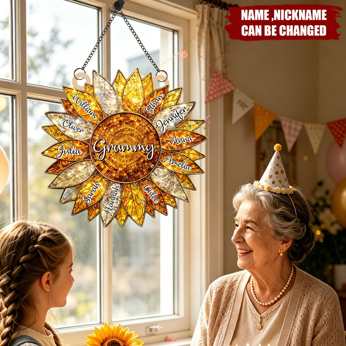 The Sunshine Of Our Family - Personalized Sunflower Suncatcher Ornament