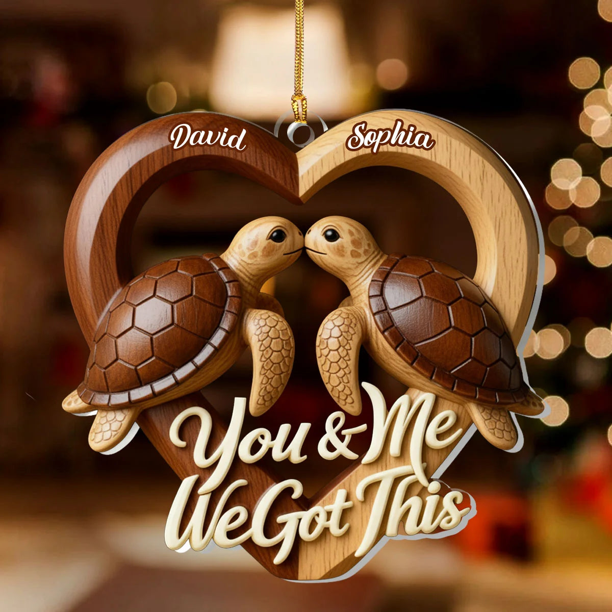 "You & Me We Got This" Personalized Sea Turtle Acrylic Ornament - Custom Couples Anniversary Gift