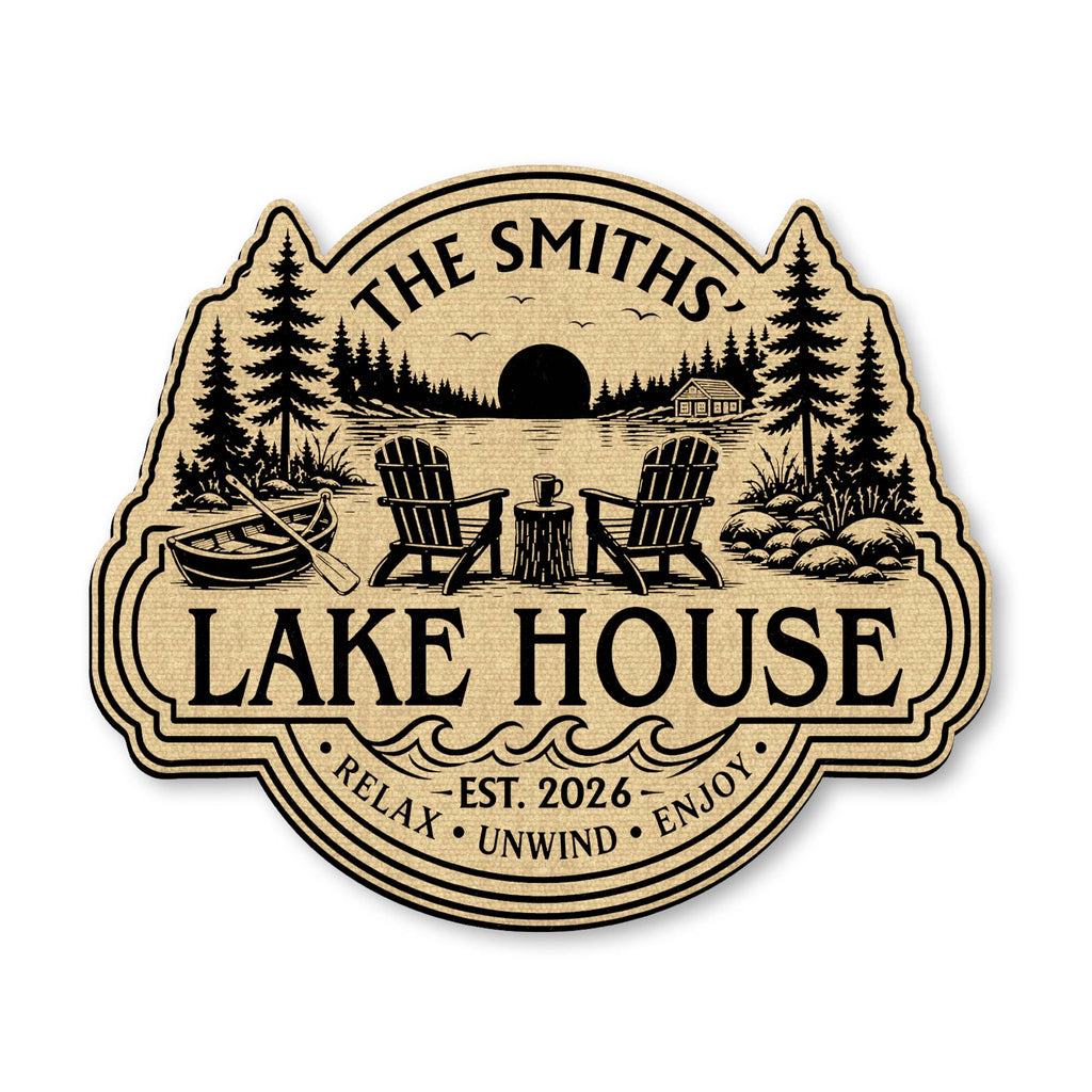 Lake House Relax Unwind Enjoy - Personalized Custom Shaped Doormat for Cabin Decor