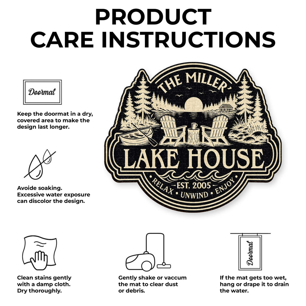 Lake House Relax Unwind Enjoy - Personalized Custom Shaped Doormat for Cabin Decor