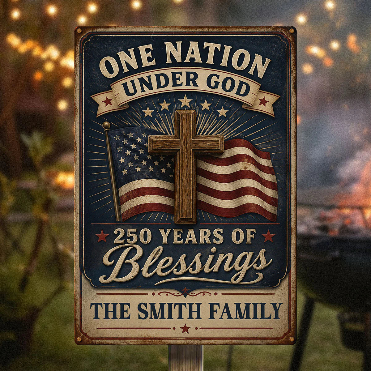 USA 250th Anniversary - Personalized Custom Family Metal Sign