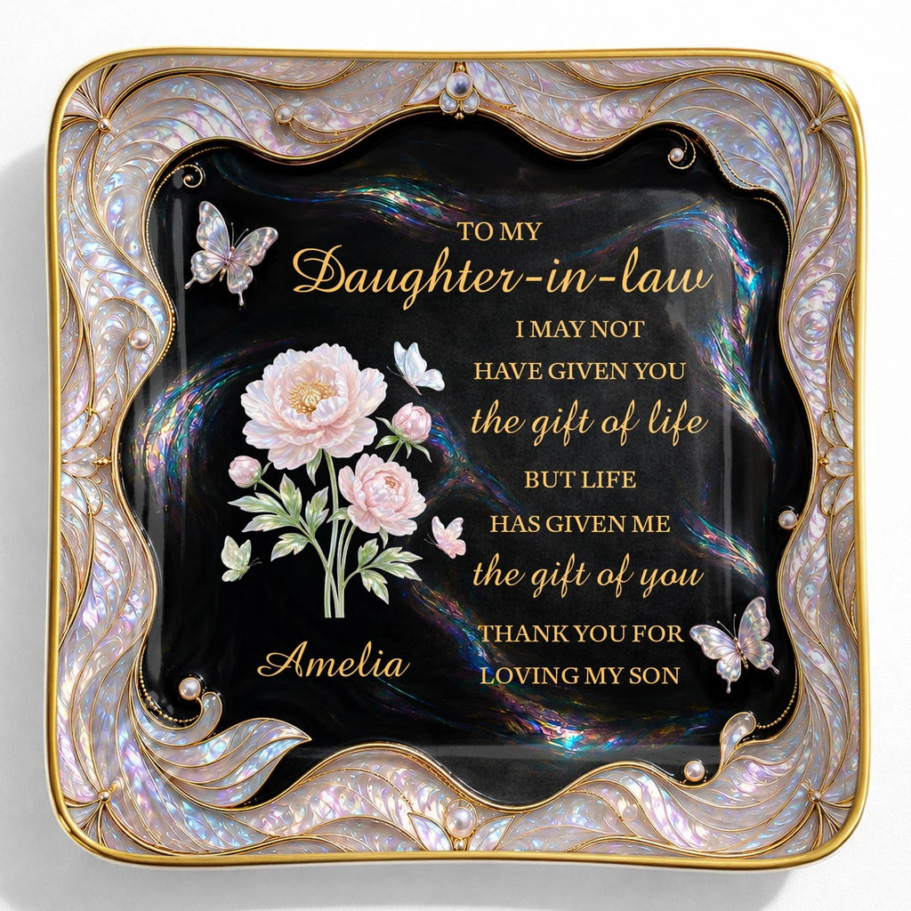 To My Daughter-in-Law Gift of You Ceramic Jewelry Dish - Personalized Ring Trinket Tray
