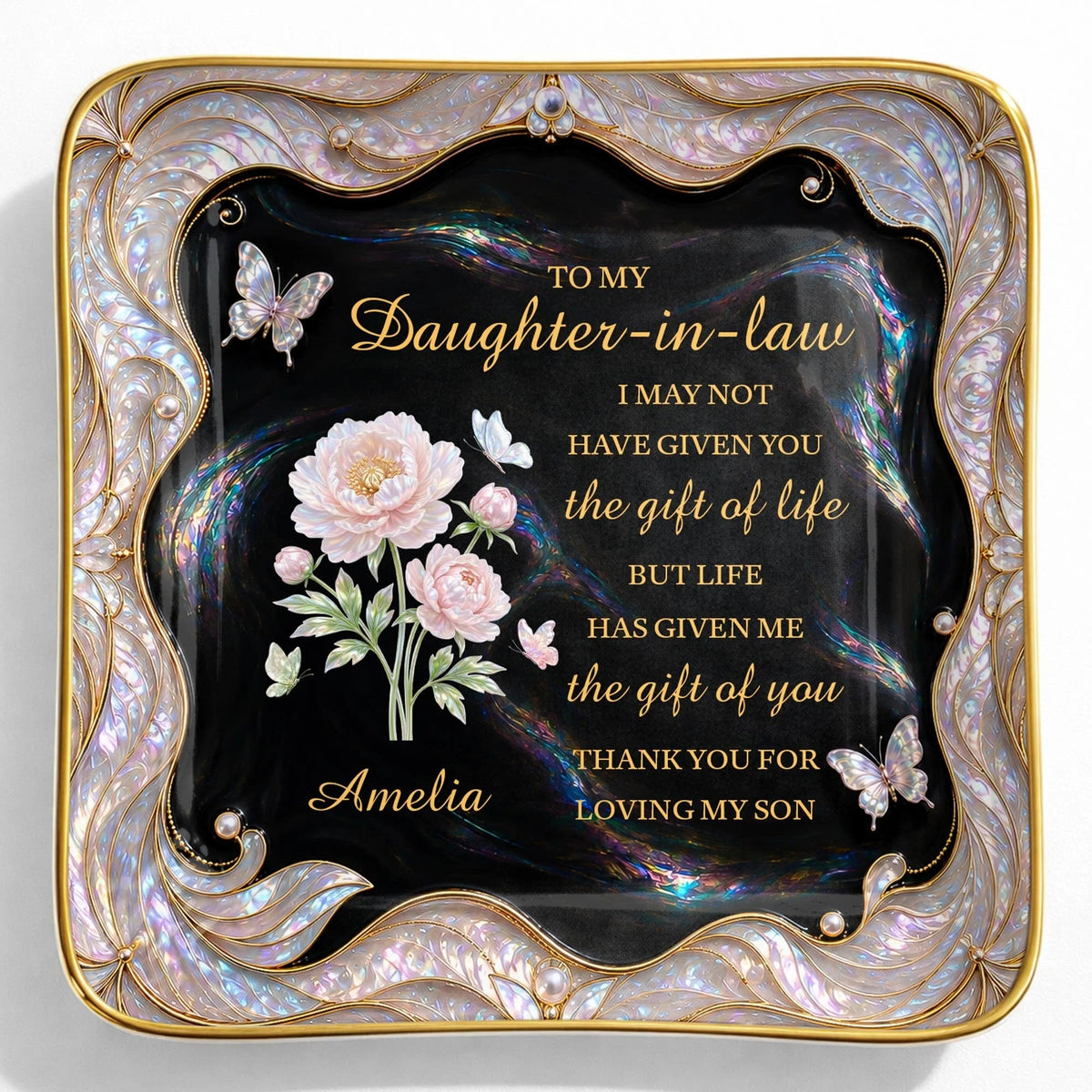 To My Daughter-in-Law Gift of You Ceramic Jewelry Dish - Personalized Ring Trinket Tray