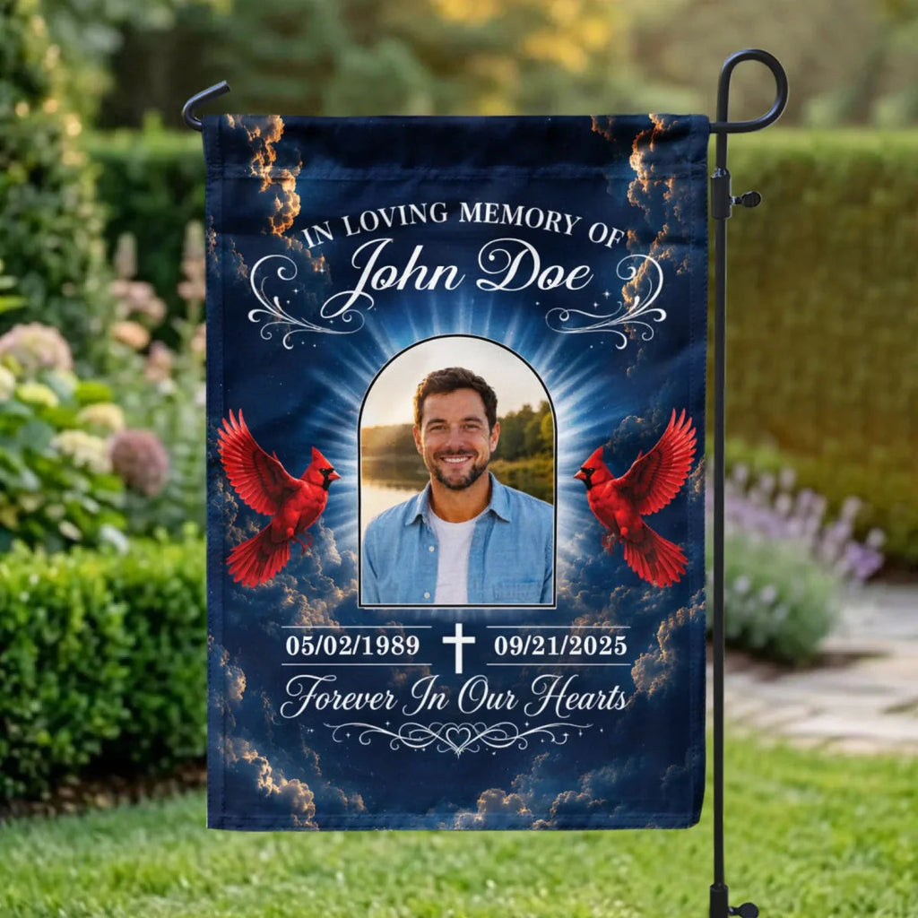 "Heaven Gained An Angel" Personalized Garden Flag - Custom Photo Memorial Gift For Loss Of Loved One