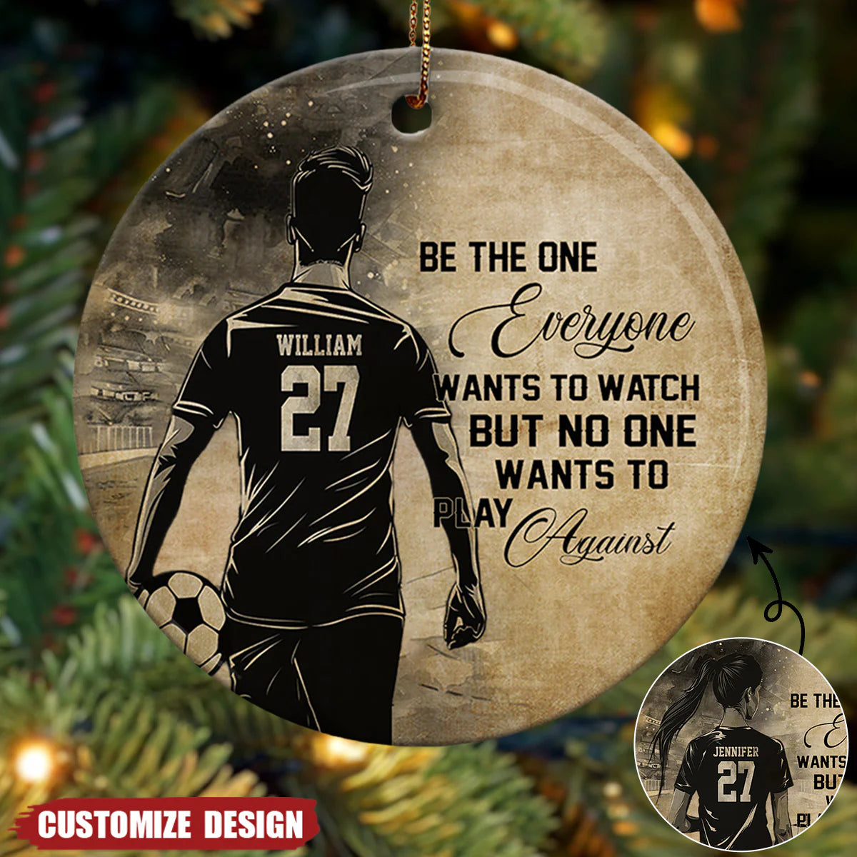 "No One Wants To Play Against" Personalized Soccer Ornament - Custom Soccer Player Gift
